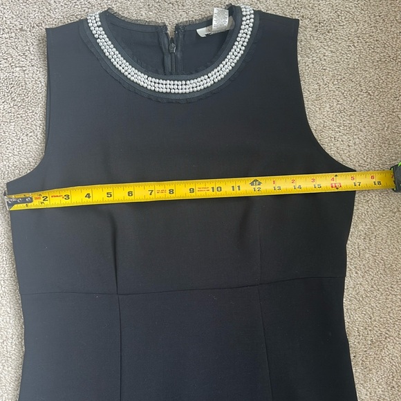 NWT Ann Taylor Loft Outlet Black Sleeveless Dress/ Embellished Pearl Neckline, 4 - Picture 5 of 7